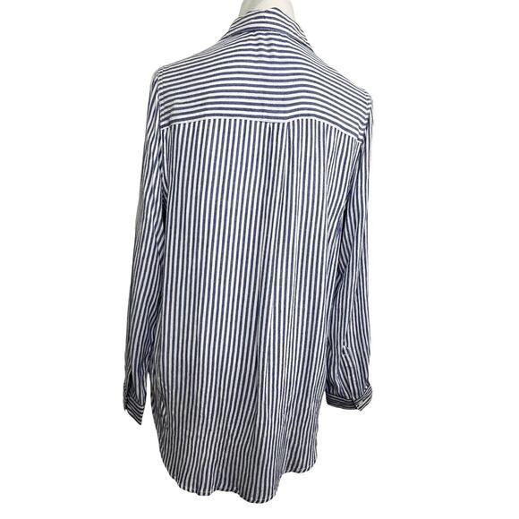 Beach Lunch Lounge Blue & White Striped Shirt Blouse S/P - Picture 7 of 11